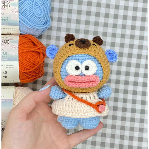 丑鱼卡皮巴拉挂件毛线手工编织diy钩针材料包作玩偶打发时间礼物