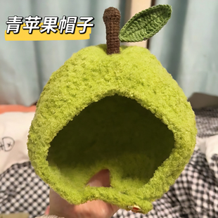 新年红帽珊瑚绒毛线DIY苹果帽宝宝儿童帽秋冬保暖钩针编织材料包