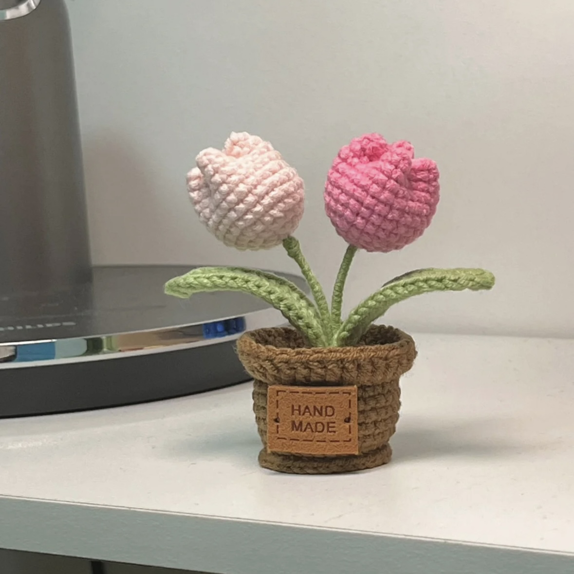 荷花郁金香仙人掌小盆栽摆件向日葵手工编织花束diy材料包钩针