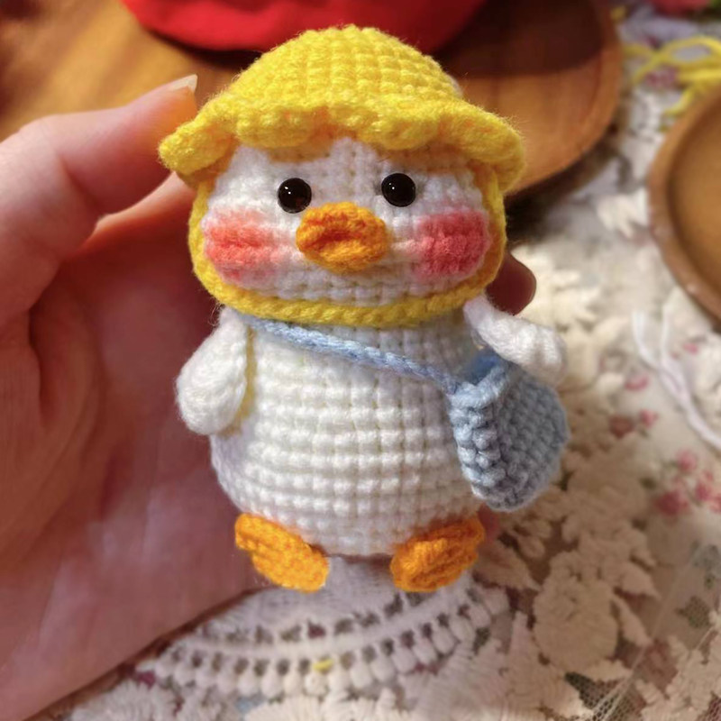당신을 사랑합니다 오리 봄 나들이 오리 뜨개질 양모 DIY 인형 손으로 짠 소재 가방 펜던트 키 체인 DIY 선물