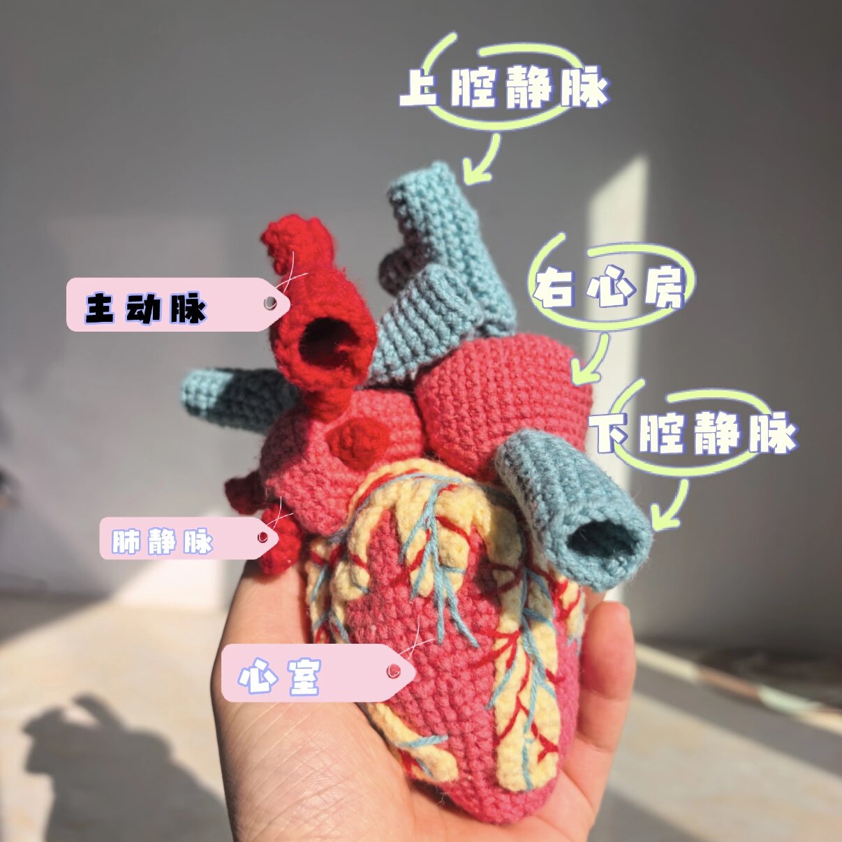 DIY毛线钩针钩织医学人体解剖心脏挂件diy材料包手工制作钥匙扣