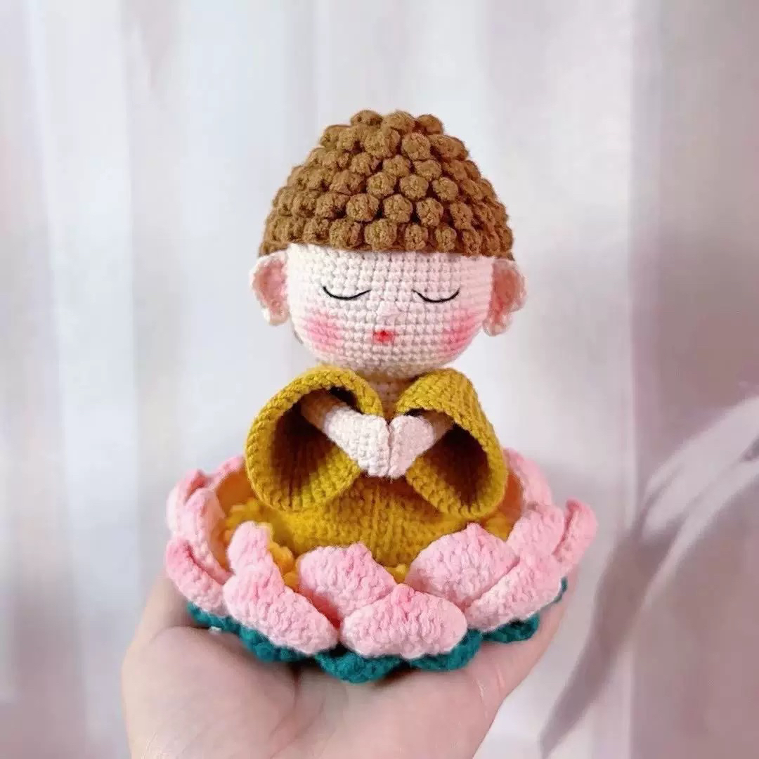 莲花佛陀车载摆件车挂diy钩针编织材料包手工自制如来佛玩偶包挂