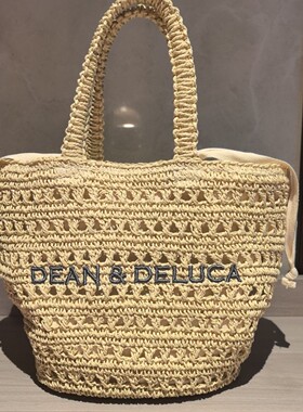 现货 ins日韩热门 甜美清新DEAN DELUCA 手工纸编帆布包