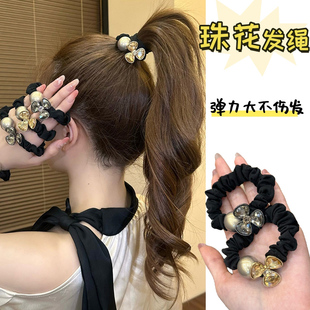 马尾头绳 时尚 新款 三叶花闪钻小肠发圈气质高弹力扎丸子头发绳韩版