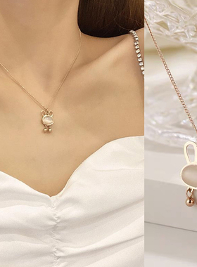 钛钢锁骨链女小兔子可爱甜美