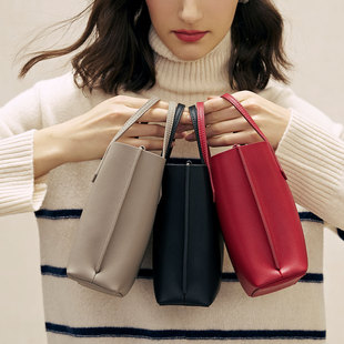 ELLE女包新款包包牛皮手提单肩包小号手袋时尚通勤高级感小包