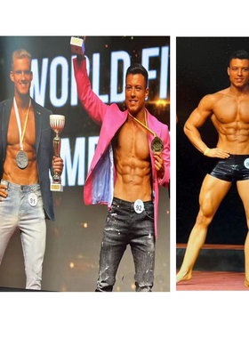 CBBA新规则男子健身模特比赛裤标准赛服弹力紧身单色亮面平角裤