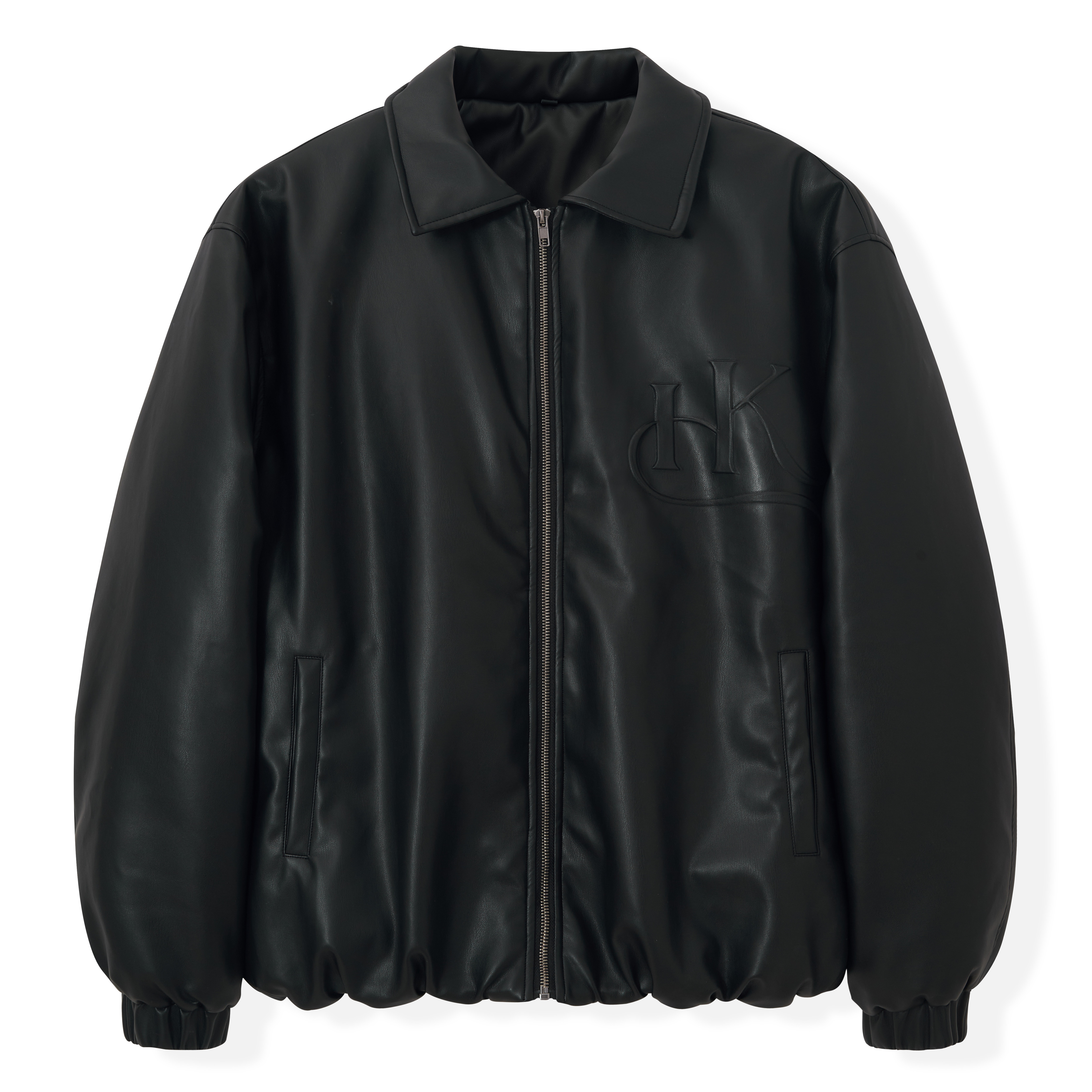 李峙锦HYPERKILLER25FW亮面黑色皮衣设计师翻领秋冬时尚外套