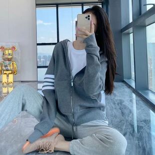 TB外套男春秋款连帽卫衣女高级感宽松版外套今年流行穿搭开衫衣服