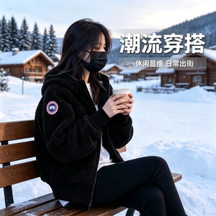 外套2026新款今年流行爆款冬季防寒连帽羊羔绒外套女加厚保暖棉衣