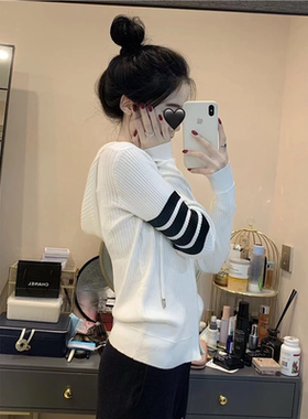潮牌TB四条杠针织开衫女连帽春秋薄款毛衣外套修身上衣2026新款