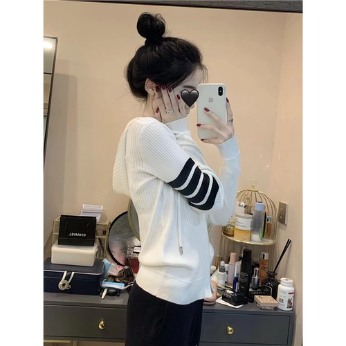 潮牌TB四条杠针织开衫女连帽