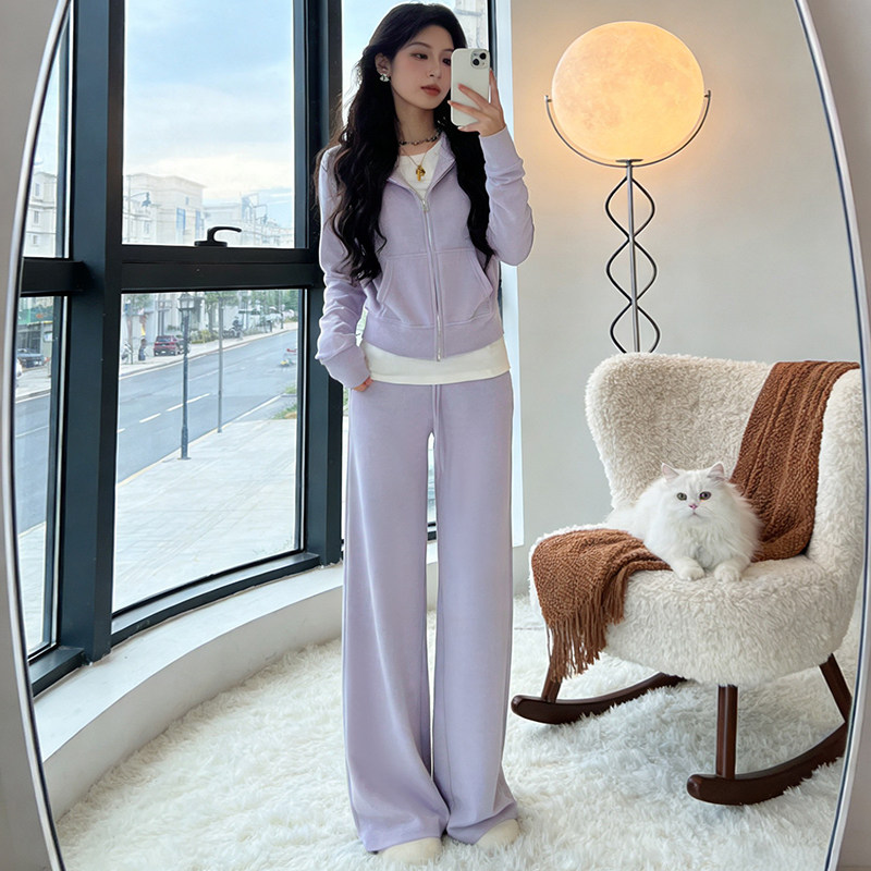 2026早春新款运动套装女时尚洋气减龄拉链连帽卫衣两件套,女装/女士精品,大码套装,淘宝优惠券,粉丝福利购,淘宝优惠卷