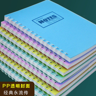 PP塑料面线圈本A4笔记本文具B5A5螺旋记事本办公大号加厚本子