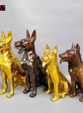 纯铜旺财狗牧羊犬风水工艺摆件