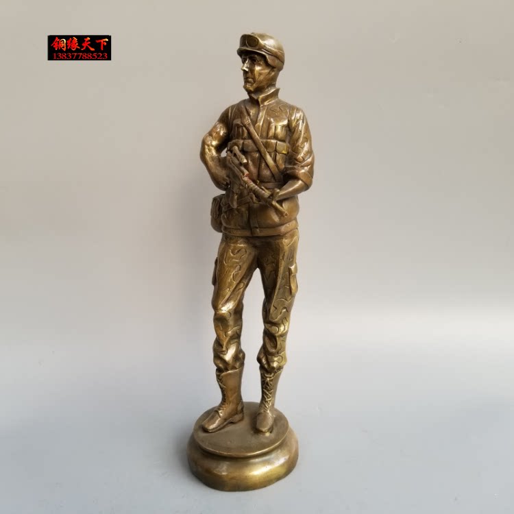 突击背枪战士纯铜士兵铜像兵风水工艺品铜装饰品桌面礼品摆件