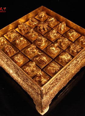 实心纯铜玉玺印章仿清代桌面