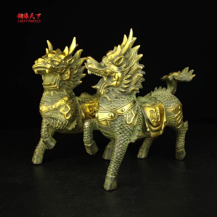 青铜器摆件 纯铜麒麟大号青铜麒麟财福麒麟家居工艺礼品铜器定制