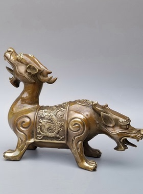 黄铜桌面装饰家居摆件貔貅双头兽