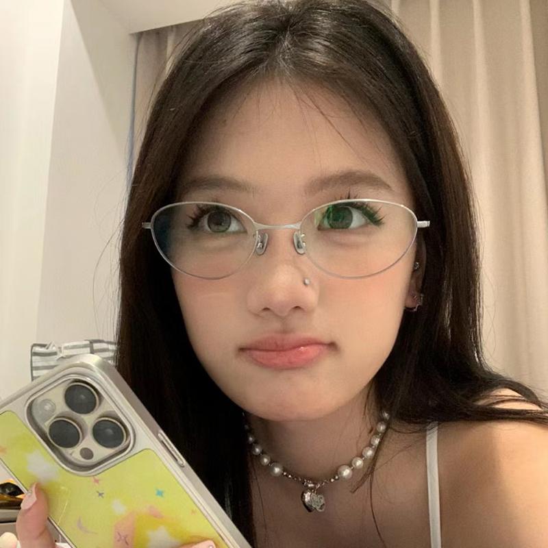 韩系复古金丝防蓝光眼镜高智感可配近视度数圆脸显瘦素颜平光框架