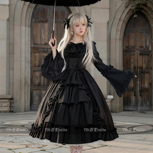 暗黑显瘦 宫廷礼服哥特风洛丽塔复古公主裙宫殿Lolita洋装 大码 欧式