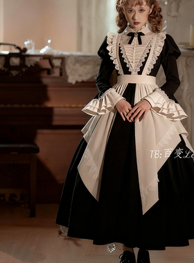 原创大码哥特修女服女仆装Lolita裙万圣节cos服古典洛丽塔cd套装