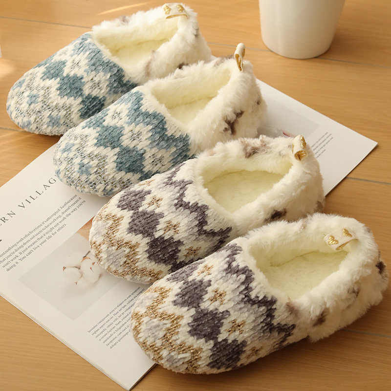 包跟保暖通勤室内加绒棉拖鞋