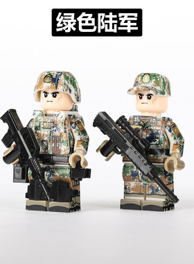 绿色陆军特种兵小颗粒拼装玩具
