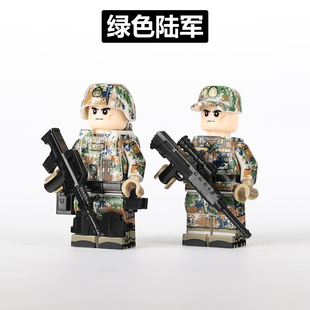 PLA陆军积木军事人仔特种兵警察小颗粒拼装玩具模型男生益智拼插
