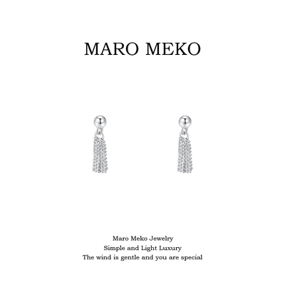 s925银链条简约风小流苏纯银耳坠