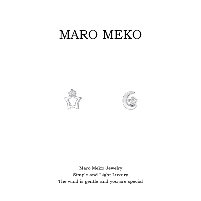 MaroMeko迷你星星月亮AB款耳钉