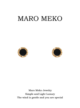 Maro Meko简约风黑色圆形耳钉小巧精致日常通勤款耳饰气质耳夹女