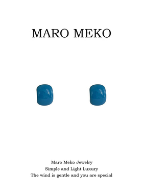 Maro Meko适合夏天的耳钉海蓝色小耳圈耳环无痛耳夹蚊香盘无耳洞
