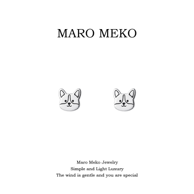 MaroMeko可爱小狗柯基耳钉