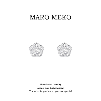 MaroMeko通体925银可爱星星耳钉