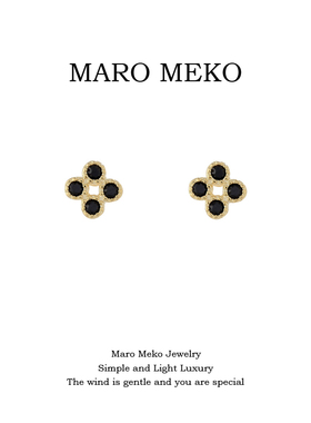 Maro Meko迷你黑色锆石耳钉睡觉免摘高级感小巧精致耳饰小耳夹女
