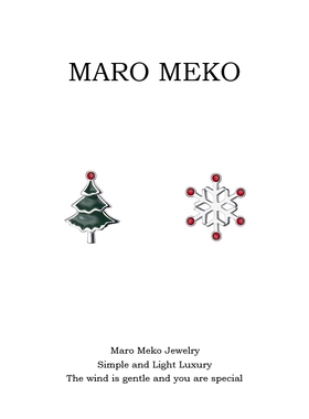 MaroMeko圣诞雪花AB款耳钉925银