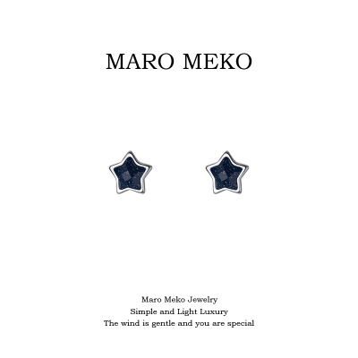 MaroMeko可爱五角星纯银耳钉