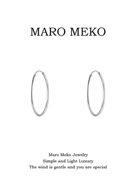 MaroMeko925纯银素圈圆环耳圈