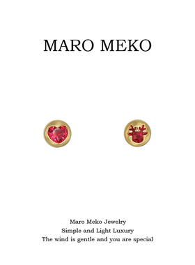 MaroMeko爱心麋鹿不对称耳钉