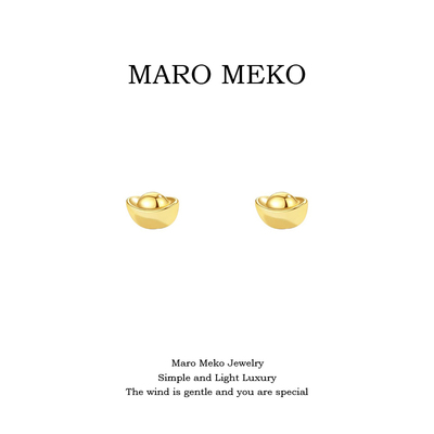 MaroMeko迷你发财金元宝耳钉
