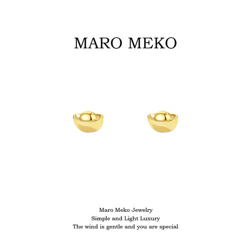 MaroMeko迷你发财金元宝耳钉