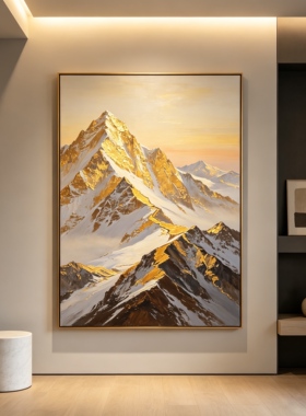 原创大芬村手绘油画山水风景装饰画玄关挂画暖色调中古风大气艺术