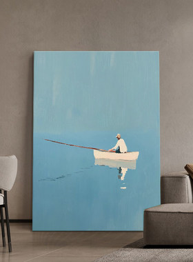 蓝色大海风景纯手绘油画