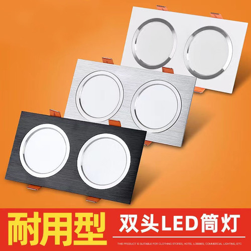 led双头筒灯嵌入式双头斗胆灯双头筒灯商用店铺格栅葡萄架嵌入式