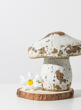 乐梦 大号蘑菇ins风家居摆件特色酒店民宿装饰品窑变仿真植物摆件