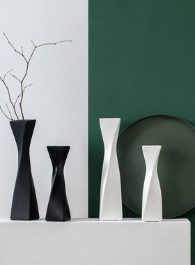 潮州陶瓷花瓶几何工艺品摆件简约两件套北欧家居创意饰品厂家批发