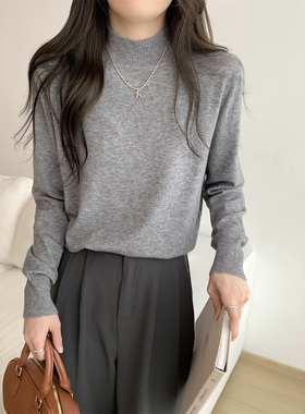 muco 秋冬韩版宽松半高领百搭纯色内搭安迪绒针织打底女毛衣