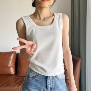 防走光白色吊带背心女夏2024亲肤简约打底衫 上衣 修身 内搭弹力无袖