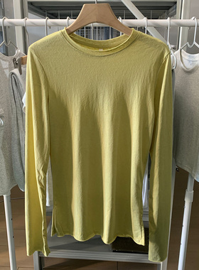 面膜小衫体恤纯色薄款修身圆领长袖t恤女2024早秋圆领打底衫上衣